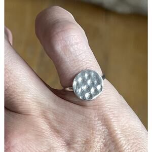 Sterling Silver Hammered Circle Disc Ring Size 5 Minimalist Artisan Handmade 925